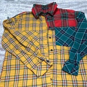 SHEIN Plaid Button Down